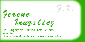 ferenc kruzslicz business card